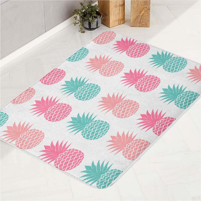 pineapple fruit blue and pink bath rugs