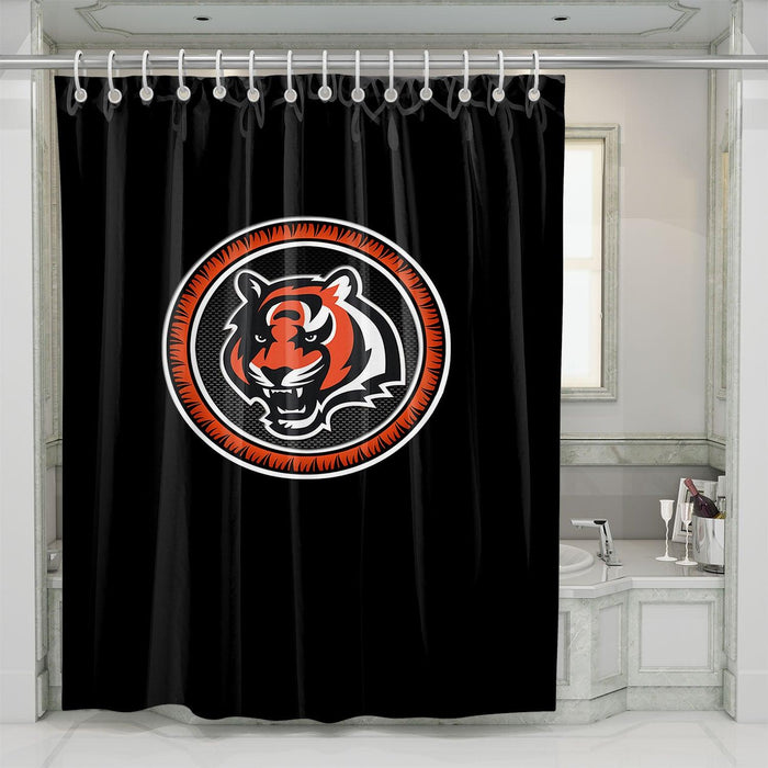 orange tigers logo football shower curtains