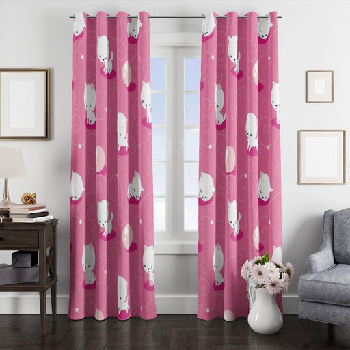 pink candy and white pets window Curtain