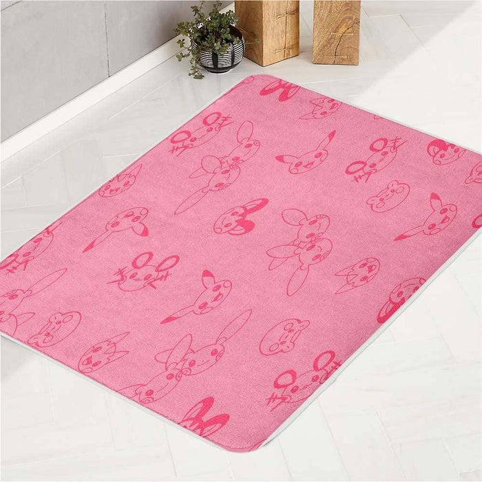 pink pikachu emoticons bath rugs