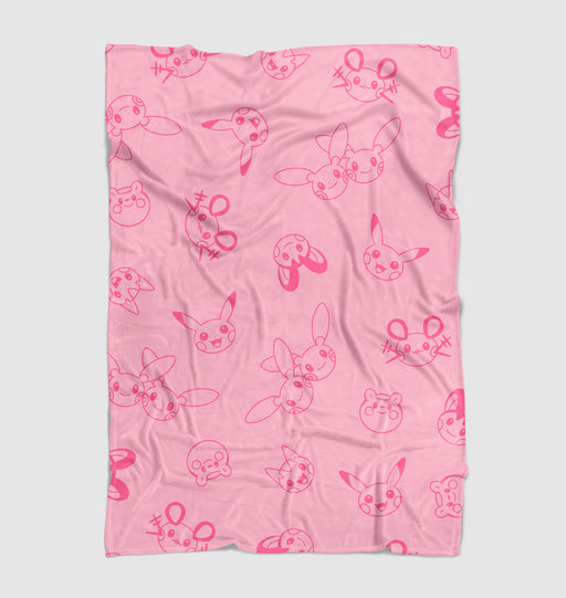 pink pikachu emoticons Ultra soft fleece blanket