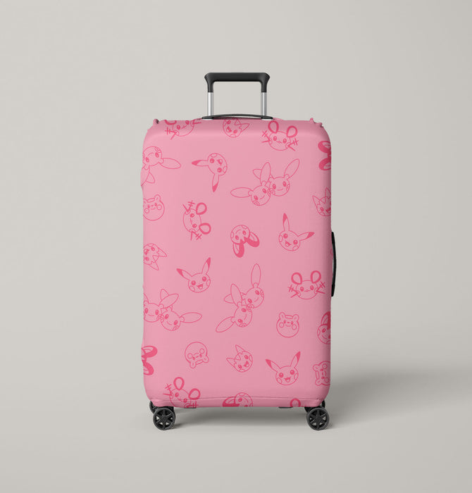 pink pikachu emoticons Luggage Cover | suitcase