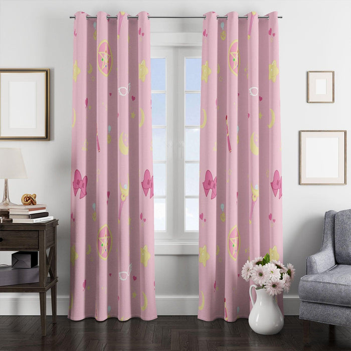 pink sailor moon stuf series window Curtain