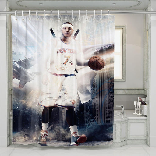 over light new york knicks player shower curtains