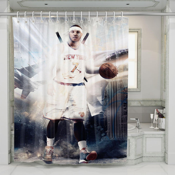 over light new york knicks player shower curtains