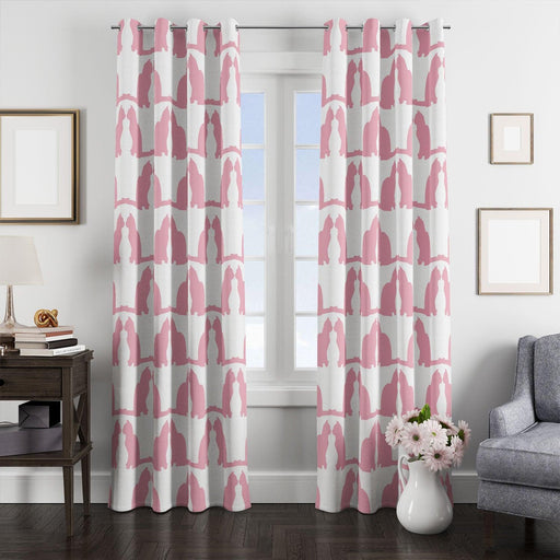 pink silhouette of couple cats window Curtain