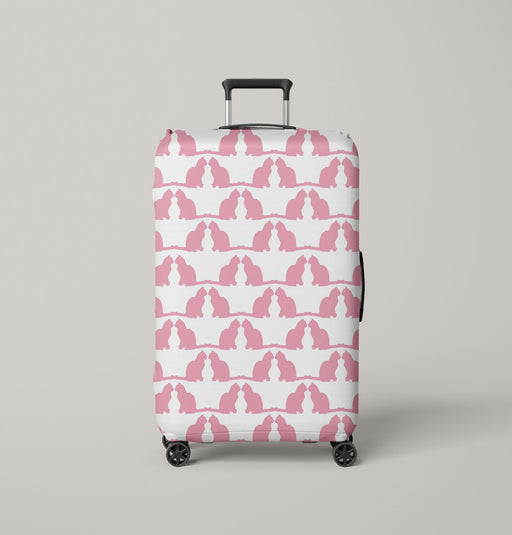 pink silhouette of couple cats Luggage Cover | suitcase