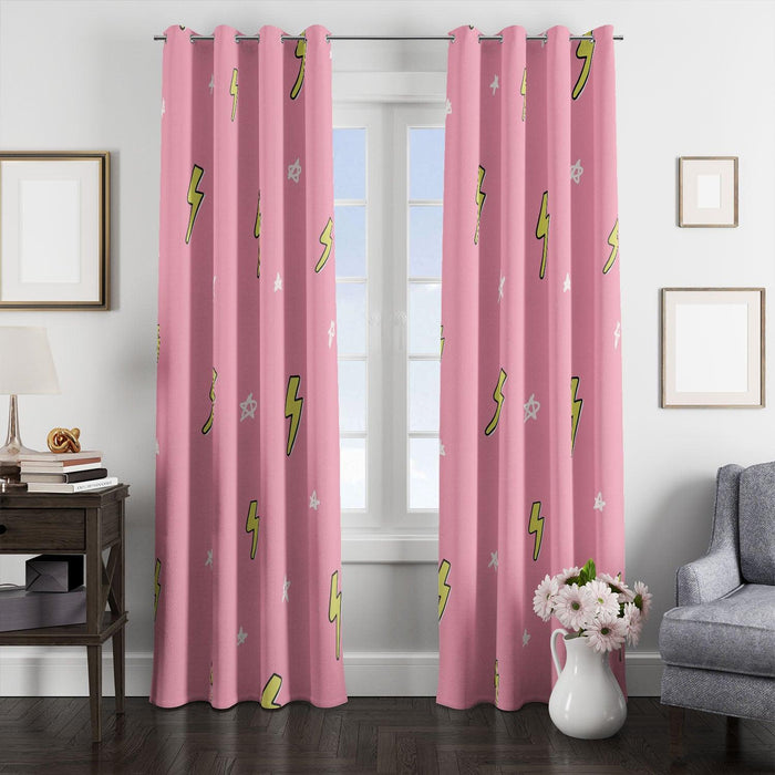 pink star thunder window Curtain