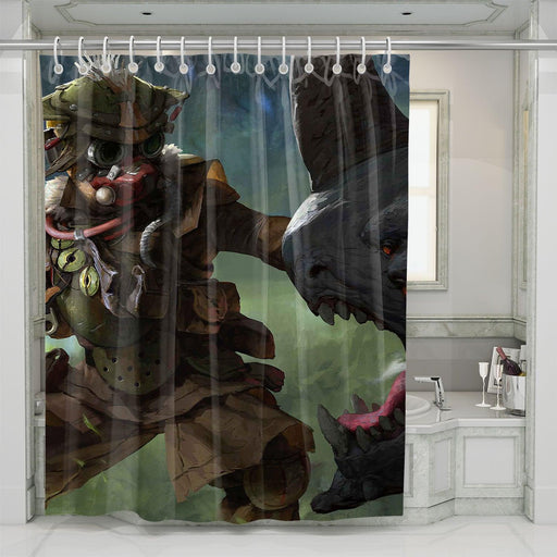 painting of bloodhound and enemy shower curtains