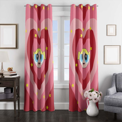 powepuff girls love window curtains
