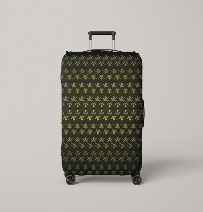 pirates skull gold icon Luggage Cover | suitcase