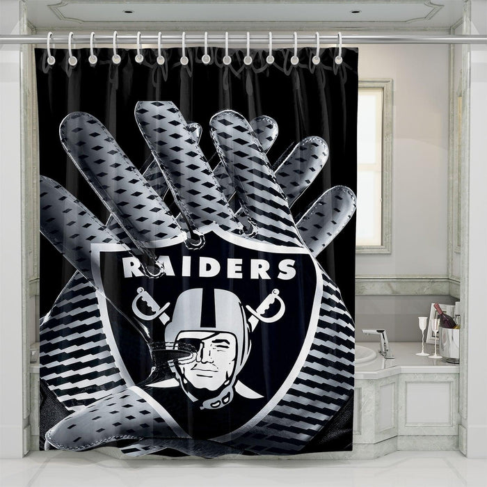 pattern glove of raiders football team shower curtains