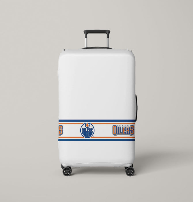 pattern white edmonton oilers Luggage Covers | Suitcase