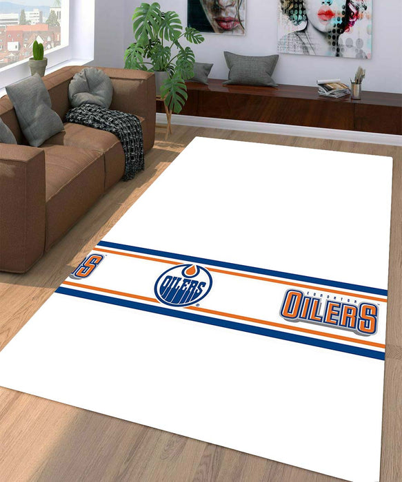 pattern white edmonton oilers Living room carpet rugs