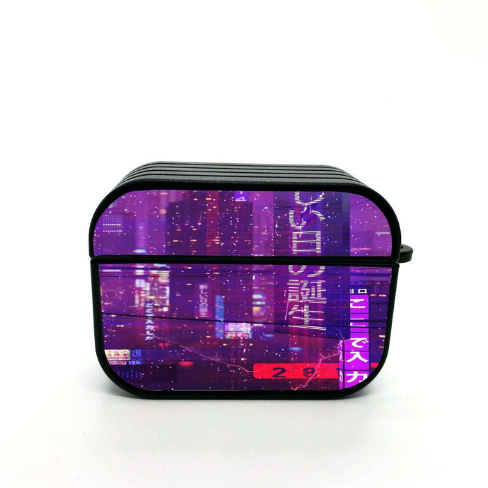 purple city cyberpunk airpods case