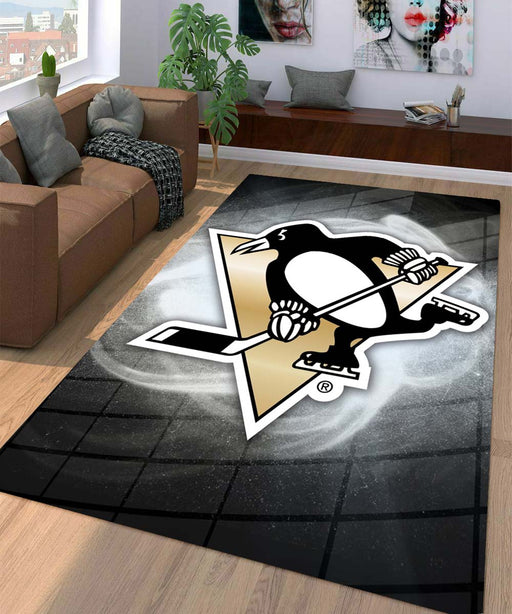 penguins logo nhl Living room carpet rugs