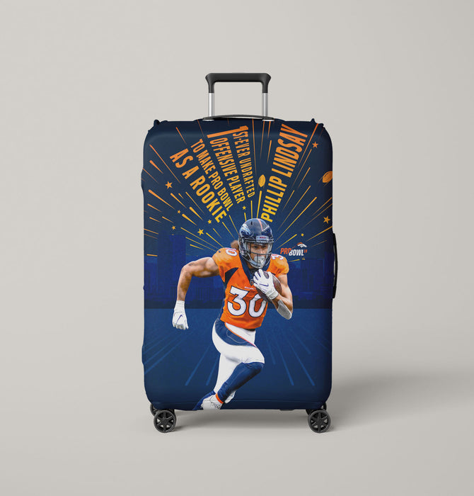 phillip lindsay as a rookie player nfl Luggage Covers | Suitcase