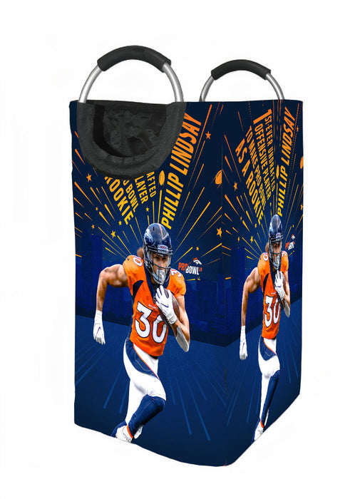 phillip lindsay as a rookie player nfl Laundry Hamper | Laundry Basket