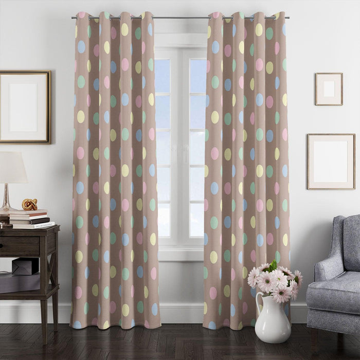 polka dot brown pastel background window Curtain