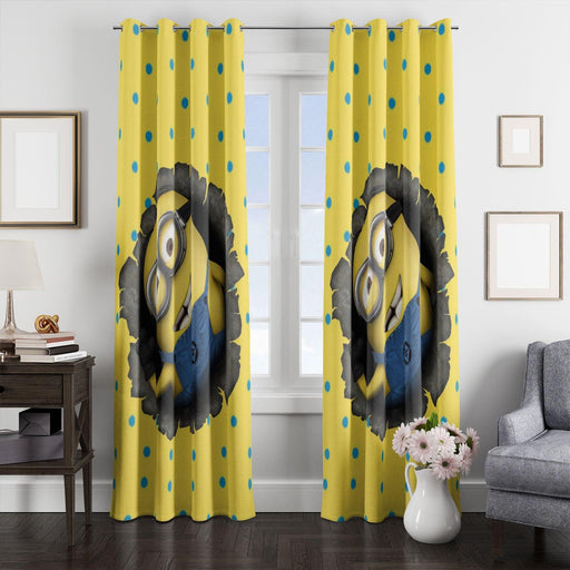 polkadot pattern minions animation window Curtain