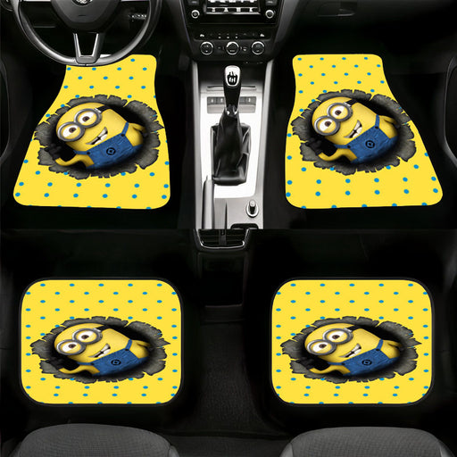 polkadot pattern minions animation Car floor mats Universal fit