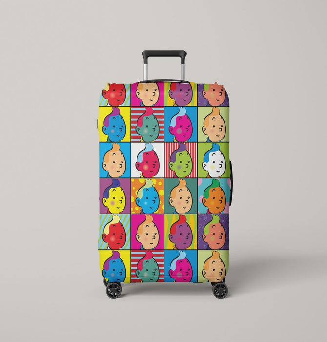 pop art of tintin movie Luggage Cover | suitcase