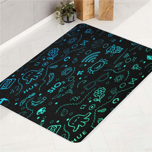 pop character glow pattern neon bath rugs