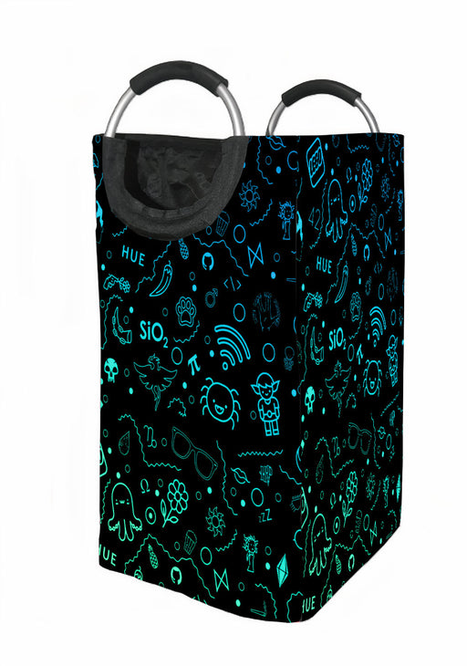 pop character glow pattern neon Laundry Hamper | Laundry Basket