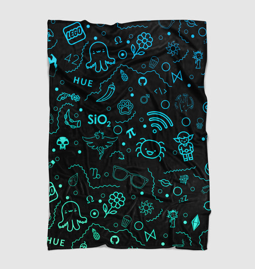 pop character glow pattern neon Ultra soft fleece blanket