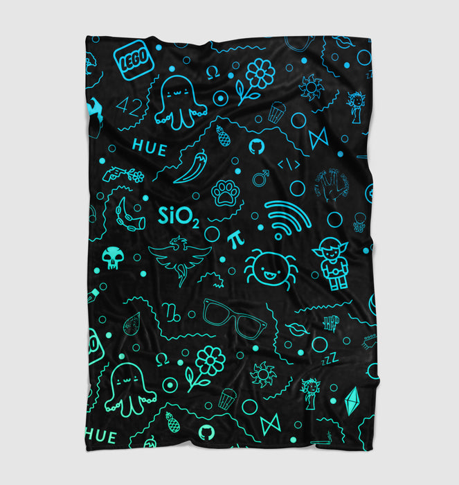 pop character glow pattern neon Ultra soft fleece blanket