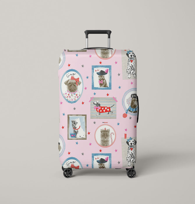 portrait of pets dog and cat Luggage Cover | suitcase