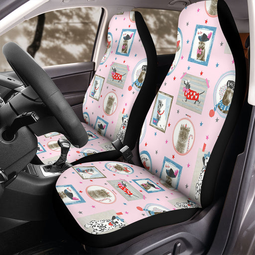 portrait of pets dog and cat Car Seat Covers