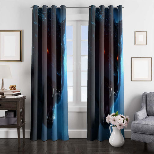 red eyes wolf window curtains