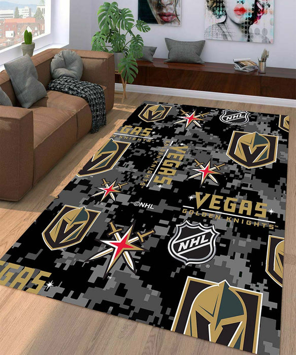 pixel pattern of vegas golden knights Living room carpet rugs