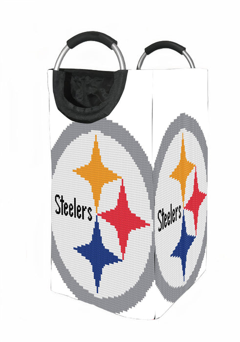 pixels steelers pittsburgh logo white Laundry Hamper | Laundry Basket