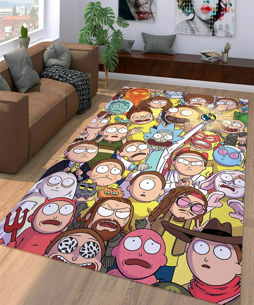 rick and morty alll character Living room carpet rugs