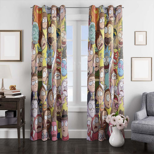 rick and morty alll character window curtains