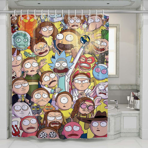 rick and morty alll character shower curtains