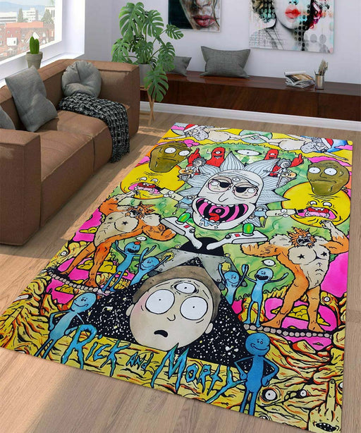 rick and morty chaos colorful Living room carpet rugs