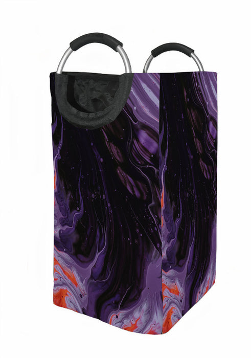 purple black and orange abstract painting Laundry Hamper | Laundry Basket