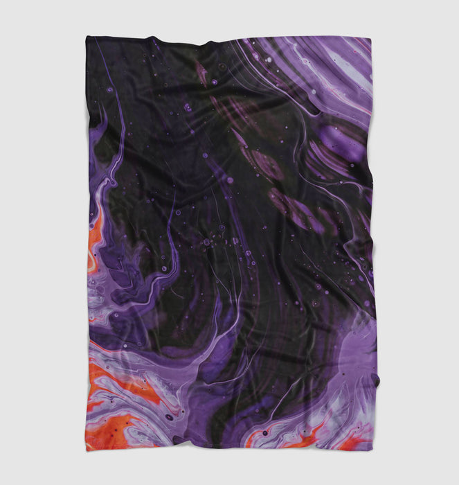 purple black and orange abstract painting Ultra soft fleece blanket