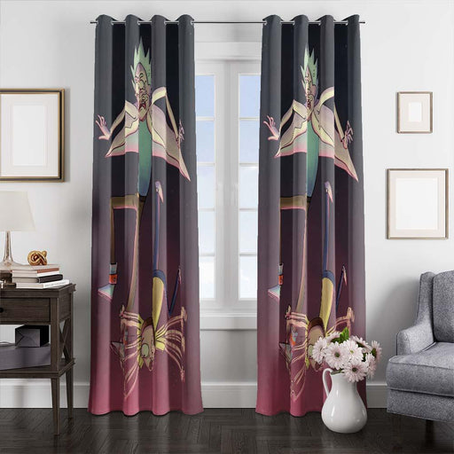 rick and morty falling window curtains