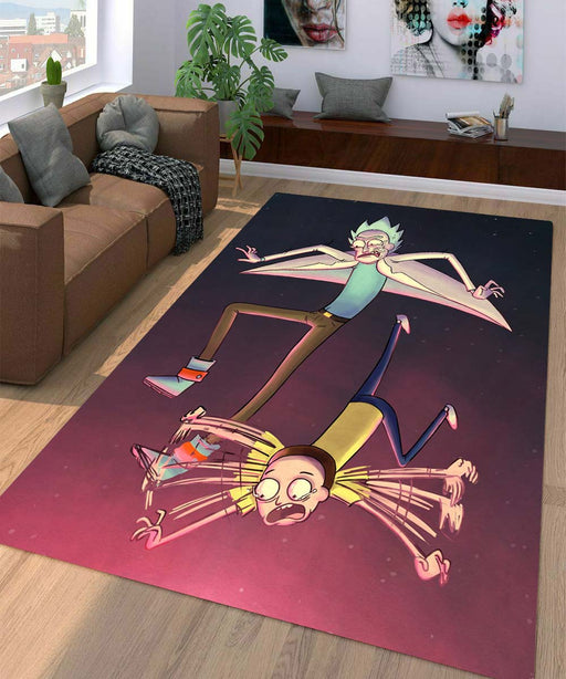 rick and morty falling Living room carpet rugs