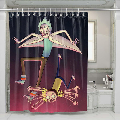 rick and morty falling shower curtains