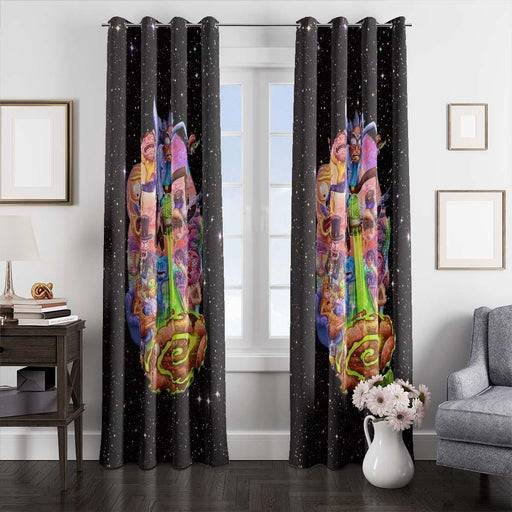 rick and morty galaxy window curtains