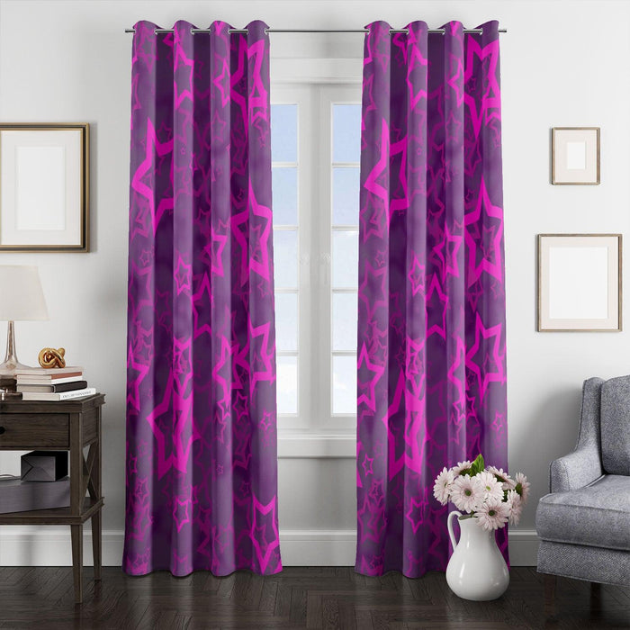 purple stars glowing window Curtain