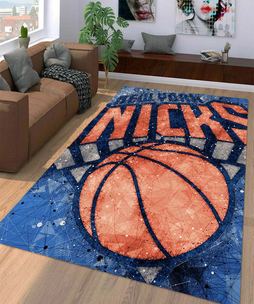 prism orange logo new york knicks Living room carpet rugs