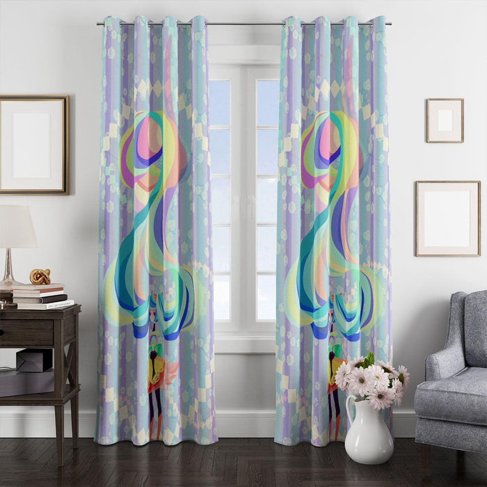 rainbow anime style for hatsune miku window Curtain