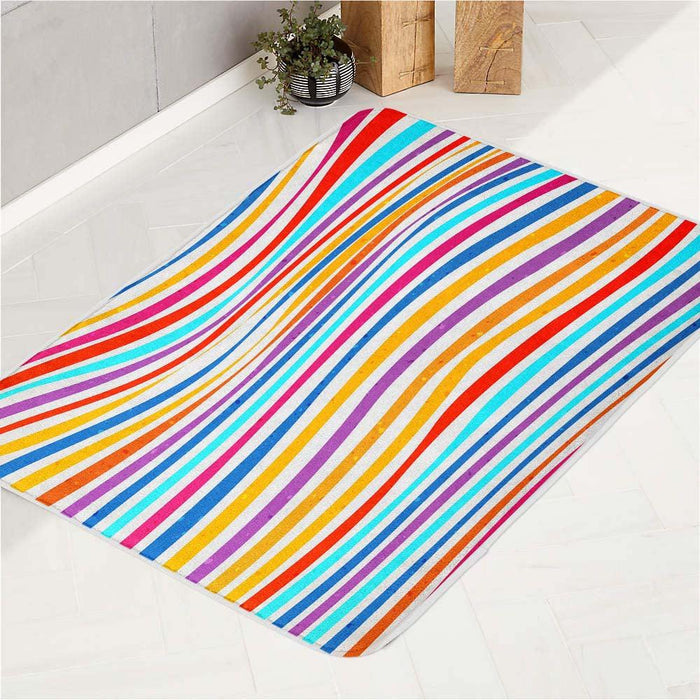 rainbow bold lines wave bath rugs