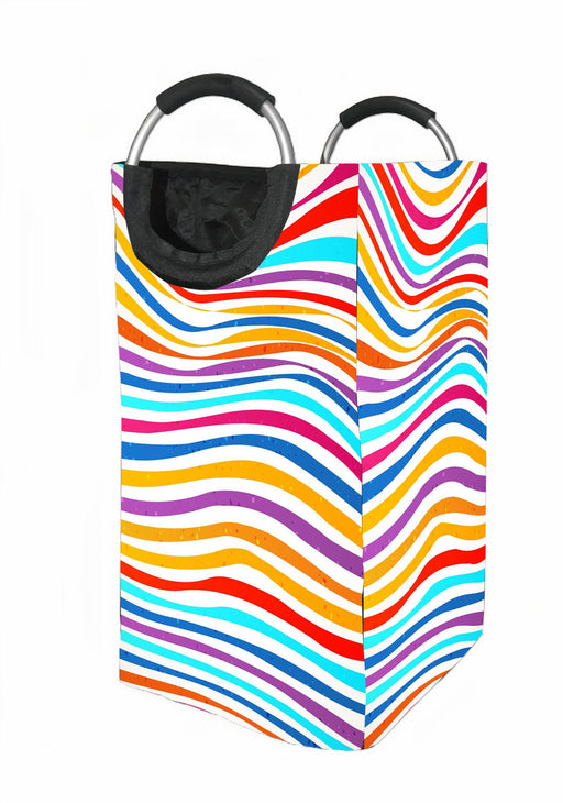 rainbow bold lines wave Laundry Hamper | Laundry Basket